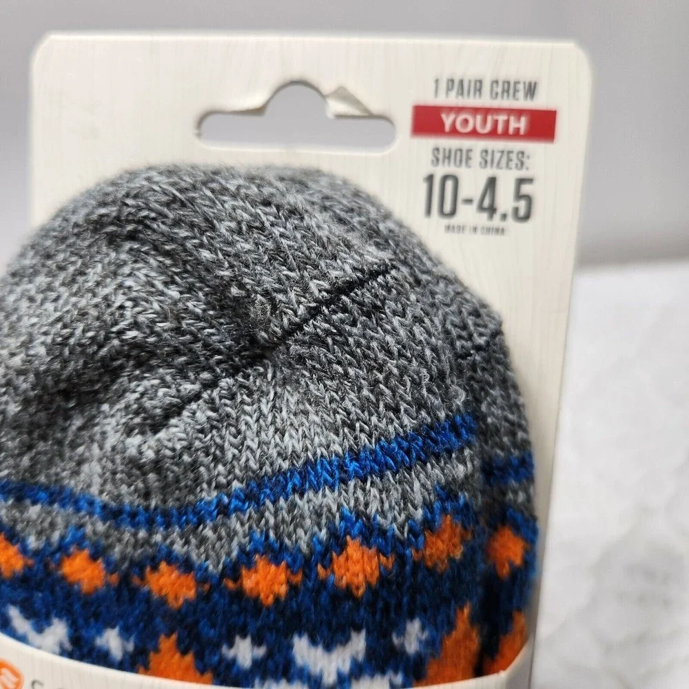 Fireside Sofsole Cozy Lodge Crew Sock Multicolor Moose Youth Size 10-4.5‎ NEW